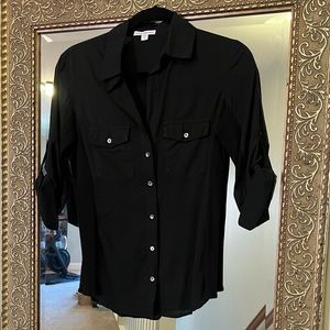 James Perse Black Button Up Top Sz 2 (M)